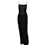 Square-Neck Strappy Open-Back Maxi Dress with a Split Detail