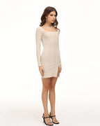 Ribbed Bodycon Dress with a Square Neck