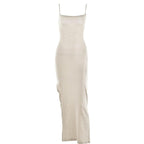 Square-Neck Strappy Open-Back Maxi Dress with a Split Detail