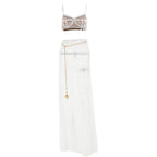 Lace Strappy Sheer Top & Skirt Set with a V-Neck