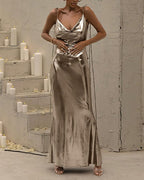 Cowl-Neck Open-Back Maxi Dress