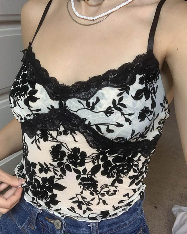 Floral Lace Strappy Cami Top Main image