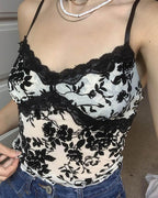Floral Lace Strappy Cami Top