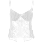 V-Neck Strappy Cropped Cami Top with Lace Details