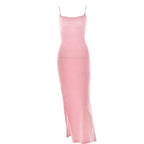 Square-Neck Strappy Open-Back Maxi Dress with a Split Detail