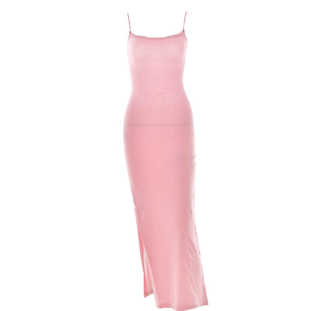 Square-Neck Strappy Open-Back Maxi Dress with a Split Detail