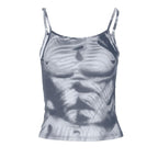 Strappy Open-Back Contrast-Detail Cami Top