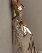 Cowl-Neck Open-Back Maxi Dress
