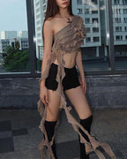 Asymmetric Top with Ruffle Details