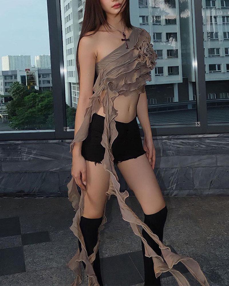 Asymmetric Top with Ruffle Details