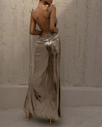 Cowl-Neck Open-Back Maxi Dress