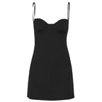 Sweetheart-Neck Strappy Ruched Mini Dress with an Open Back