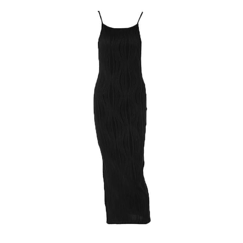 Strappy Open-Back Midi Dress with a Split Detail