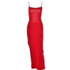 Square-Neck Strappy Open-Back Maxi Dress with a Split Detail