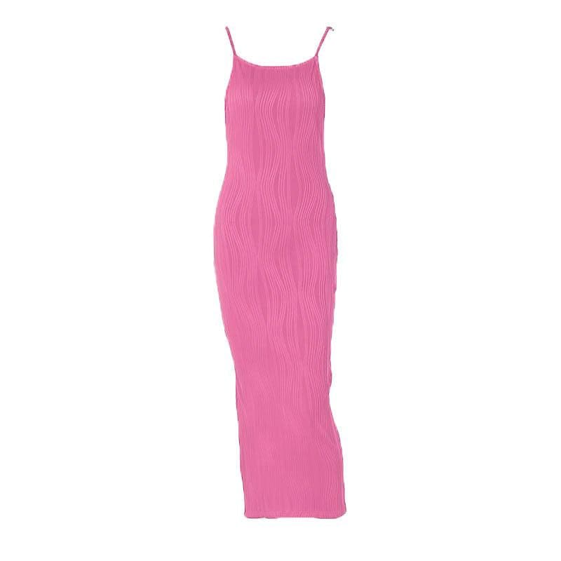 Strappy Open-Back Midi Dress with a Split Detail