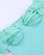 Off-Shoulder Mesh Top with Ruffle Details