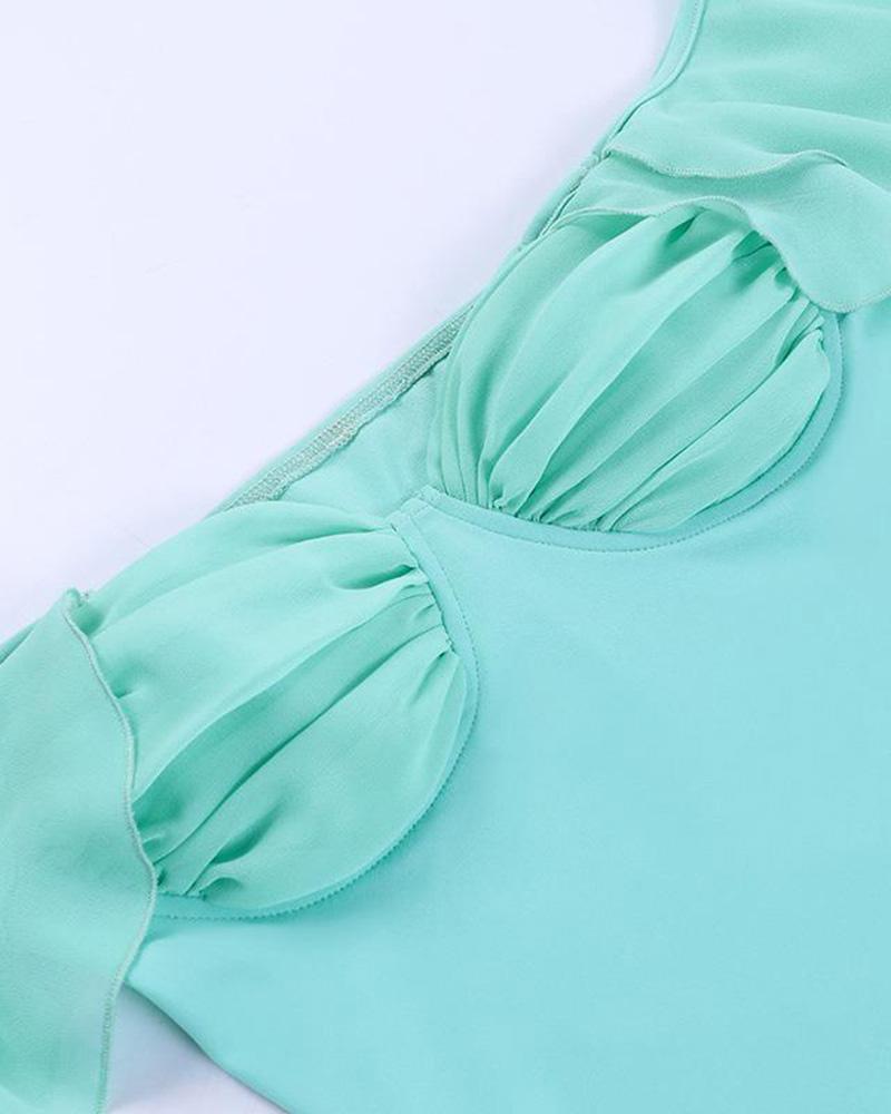 Off-Shoulder Mesh Top with Ruffle Details