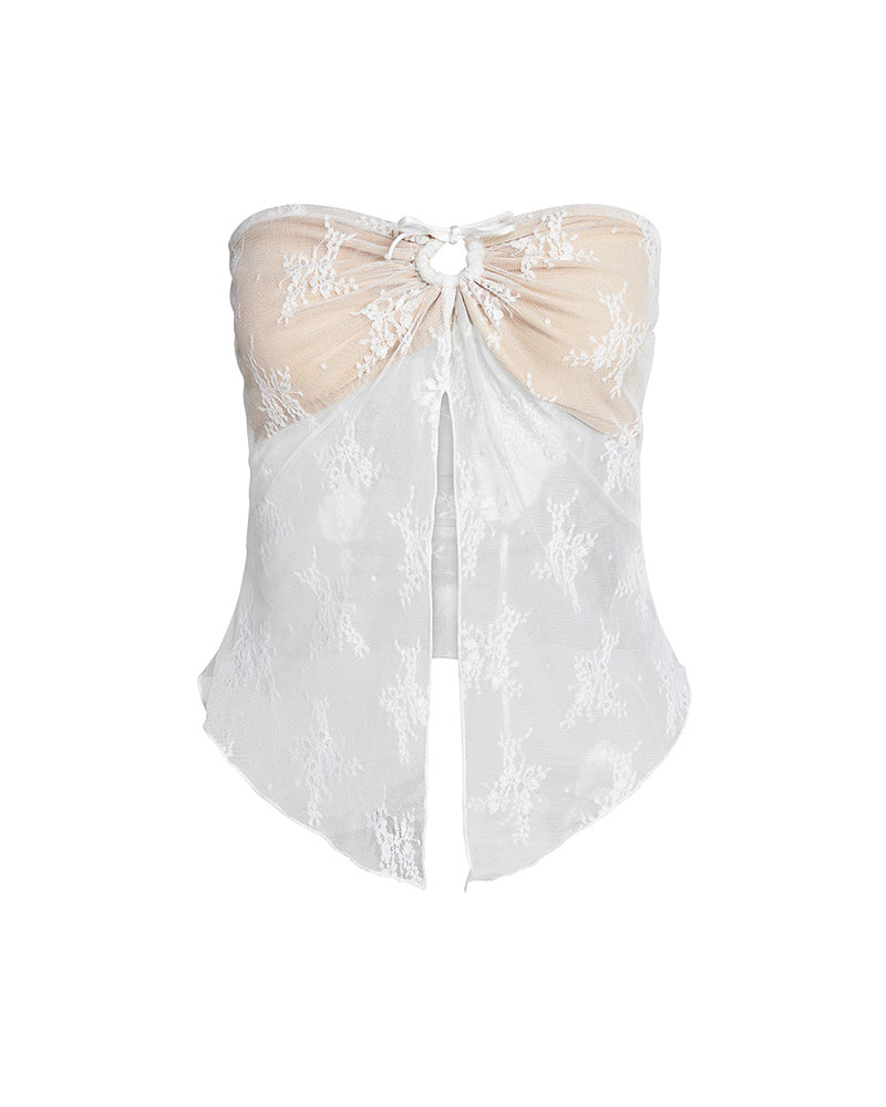 Lace Bandeau Draped Top