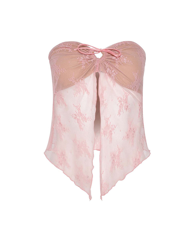 Lace Bandeau Draped Top