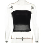 Strapless Open-Back Mesh Top