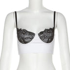 Lace Strappy Cropped Cami Top with an Open Back