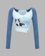 Printed Cropped Long-Sleeve Crop Top