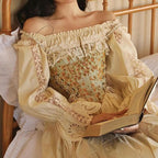 Floral Lace Ruffled Corset Top with Lace-Up Details