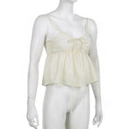Strappy Ruffled Ruched Cami Top with a V-Neck