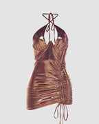 Short-Sleeve Dress with a Halter Neck