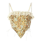 Floral Lace Ruffled Corset Top with Lace-Up Details