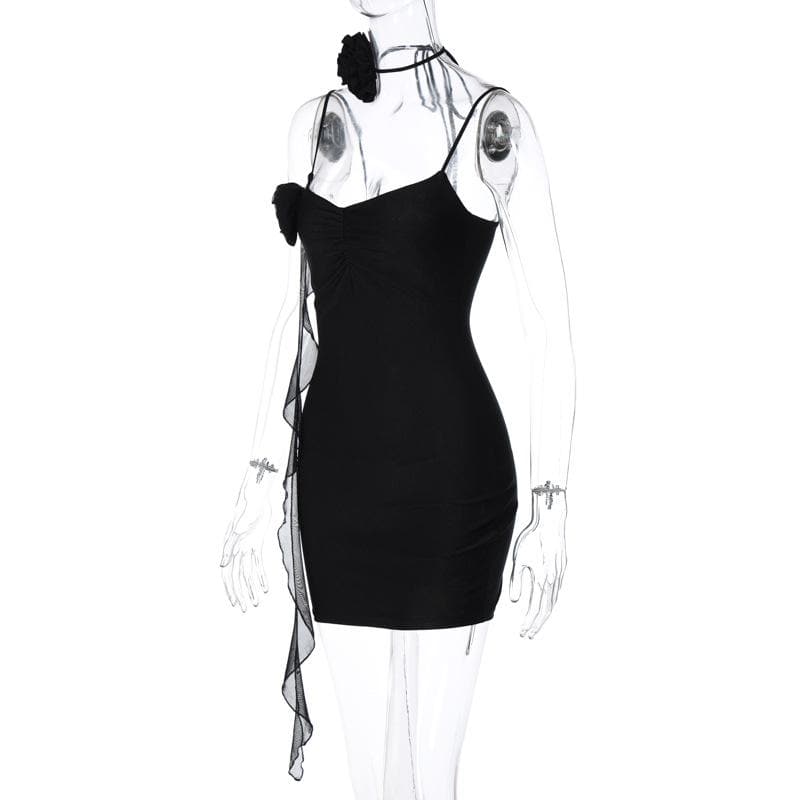 V-Neck Strappy Open-Back Mini Dress