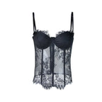 Sweetheart-Neck Lace Corset-Style Cami Top with Embroidery