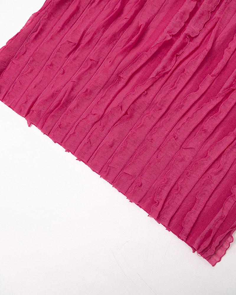 Bandage-Style Short-Sleeve Dress with Ruffle Details