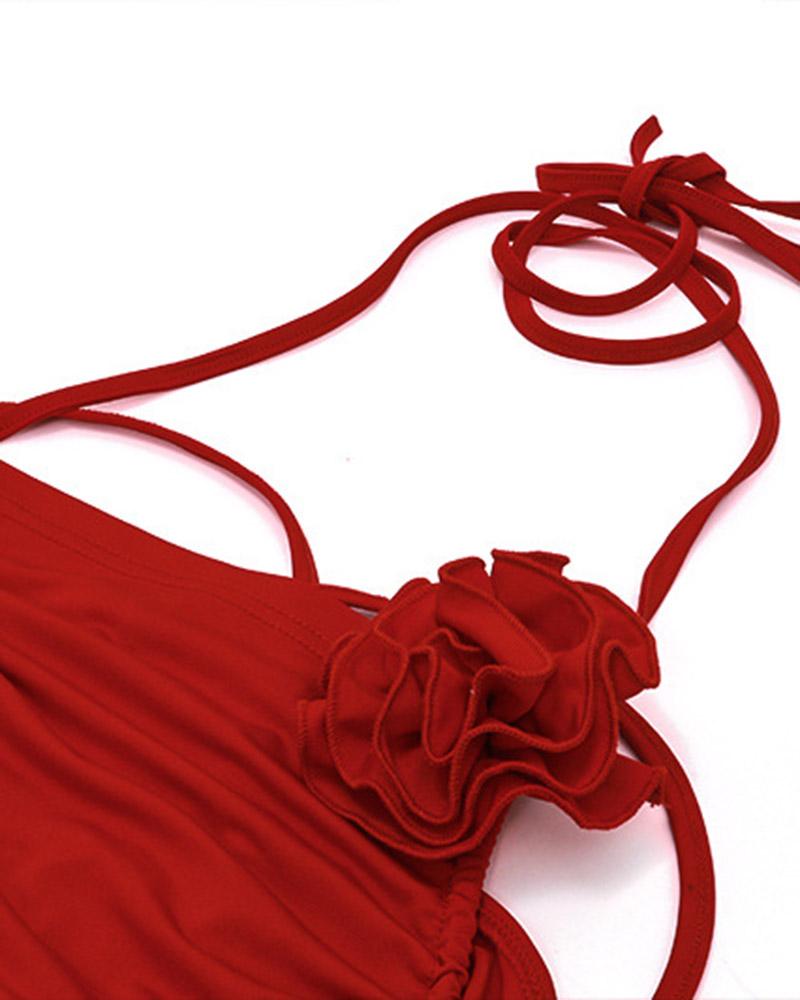Wing-Detail Cropped Top with a Halter Neck
