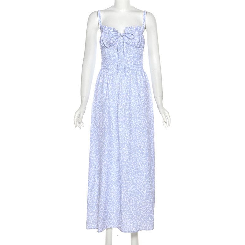 Floral Strappy Open-Back Maxi Dress