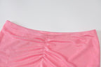 Square-Neck Spaghetti-Strap Top & Skirt Set with Ruched Details