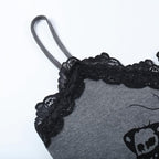 Abstract-Print Lace Strappy Cami Top
