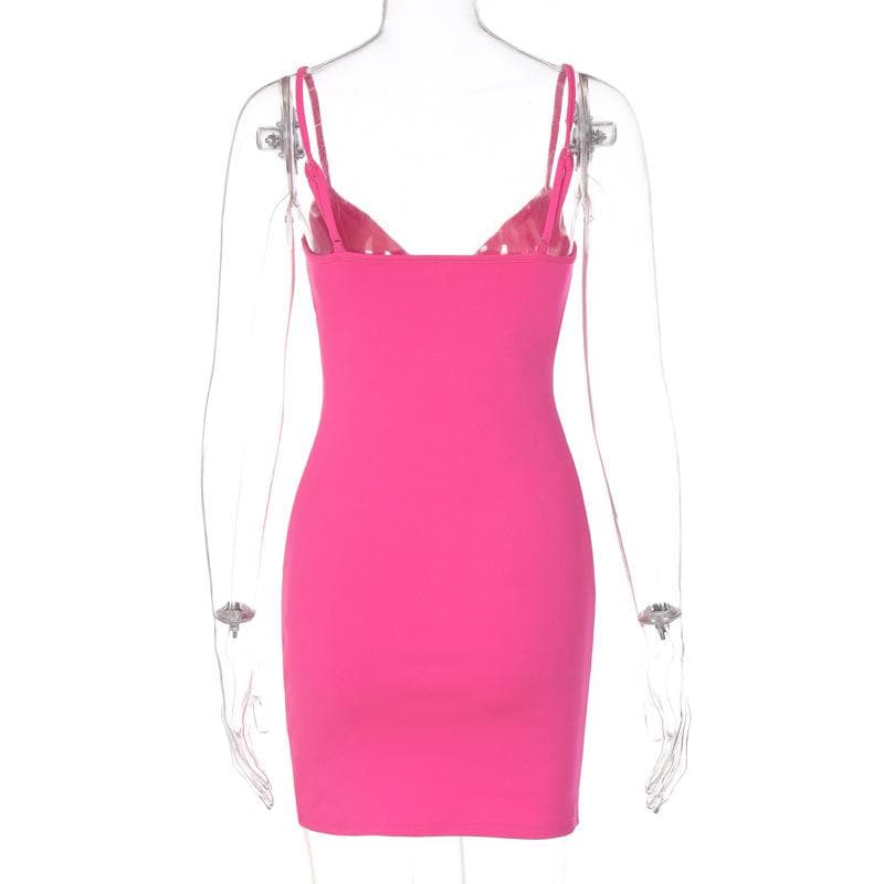 V-Neck Strappy Open-Back Mini Dress with a Split Detail
