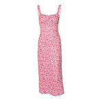 Printed Square-Neck Strappy Midi Dress