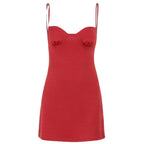 Sweetheart-Neck Strappy Ruched Mini Dress with an Open Back