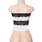 Lace Strapless Paneled Top with an Open Back