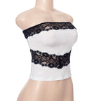 Lace Strapless Paneled Top with an Open Back