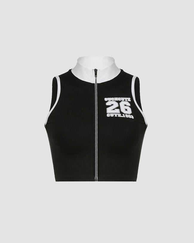 Strappy Zip-Detail Sleeveless Top Main image