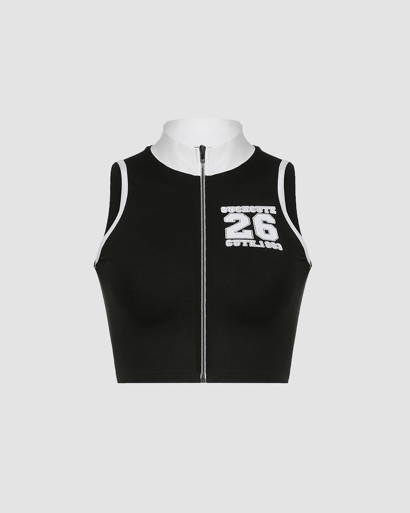 Strappy Zip-Detail Sleeveless Top