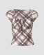 Gingham Square-Neck Short-Sleeve Top