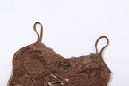 Open-Back Strappy Lace Cami Top with Lace-Up Details