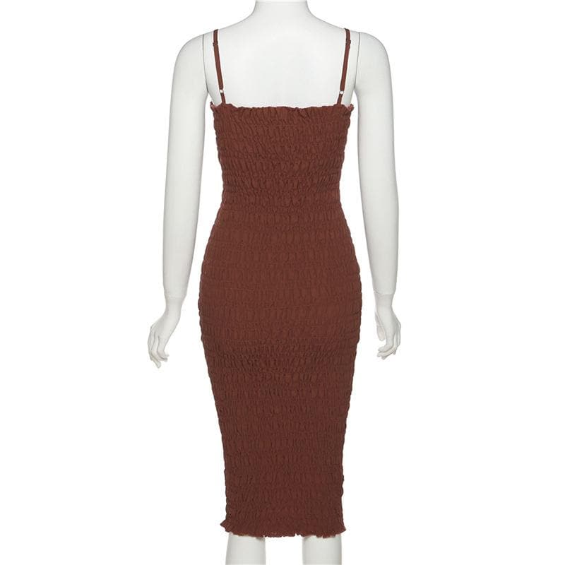 Strappy Open-Back Smocked Dress with Ruffle Details