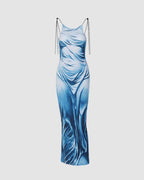 Satin Long-Sleeve Maxi Dress
