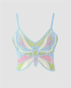 Crochet Strappy Cami Top with Butterfly Details