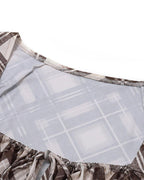 Gingham Square-Neck Short-Sleeve Top